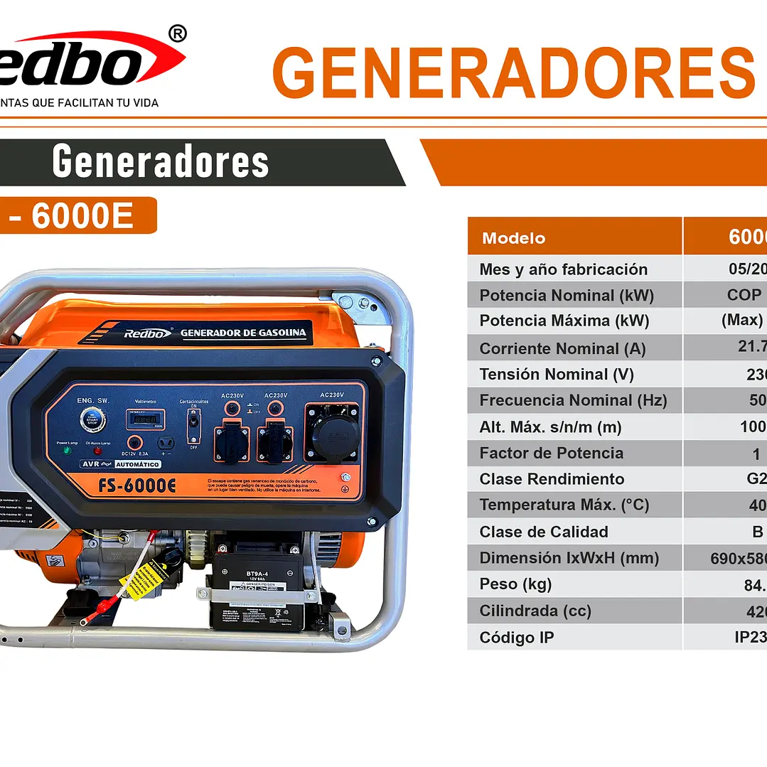 Generador gasolina FS-6000E - Imagen 4