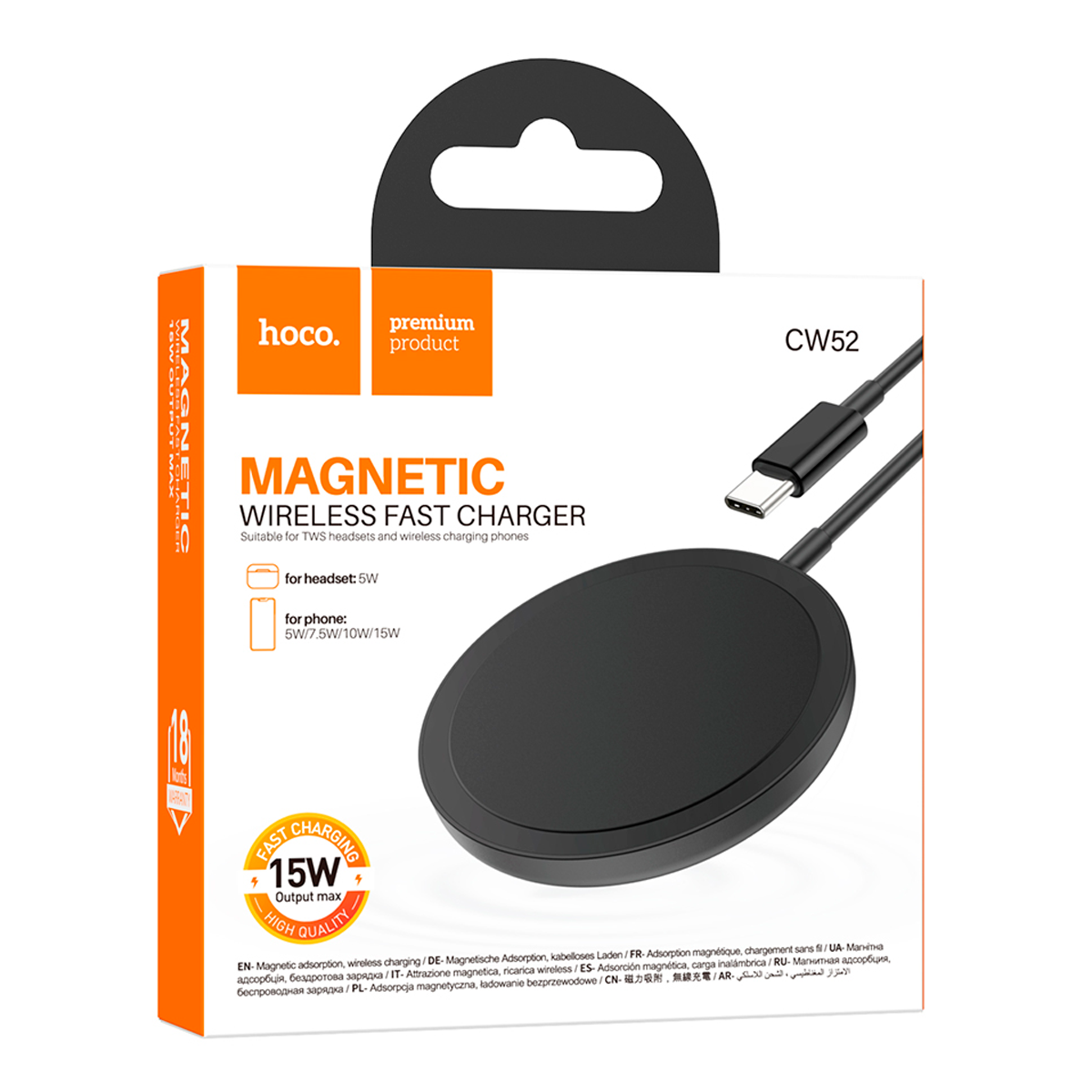 Cargador Inalámbrico Hoco Cw52 15w Negro - Imagen 3