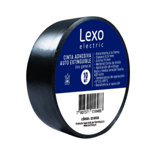 Huincha Aisladora PVC LEXO 10mt Negro