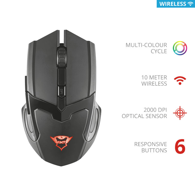 Mouse Gamer Trust Gxt 103 Gav Inalambrico Negro - Imagen 3