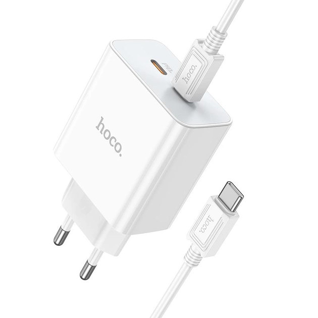 Cargador Hoco C108a 35w Carga Rapida + Cable Tipo C Blanco - Imagen 6