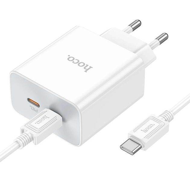 Cargador Hoco C108a 35w Carga Rapida + Cable Tipo C Blanco - Imagen 5
