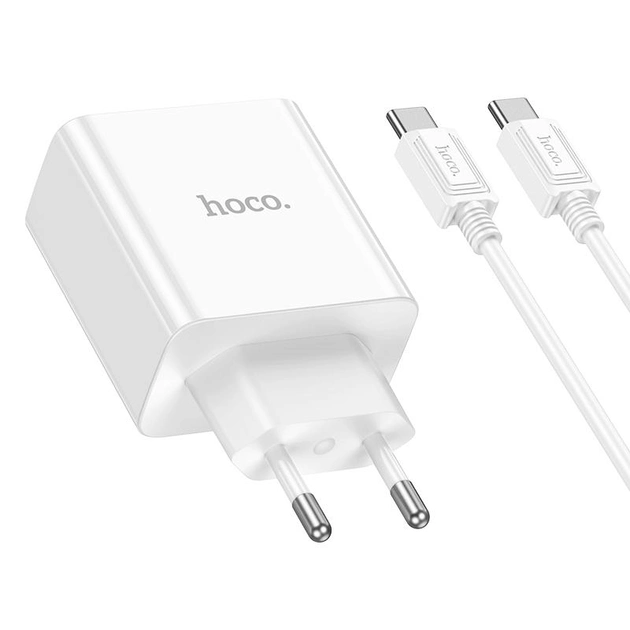 Cargador Hoco C108a 35w Carga Rapida + Cable Tipo C Blanco - Imagen 4