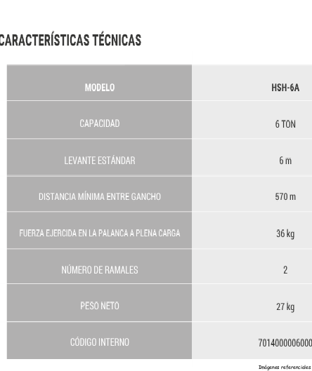 Tecle Palanca KRAFTER HSH-6A 6.0 t - Imagen 4