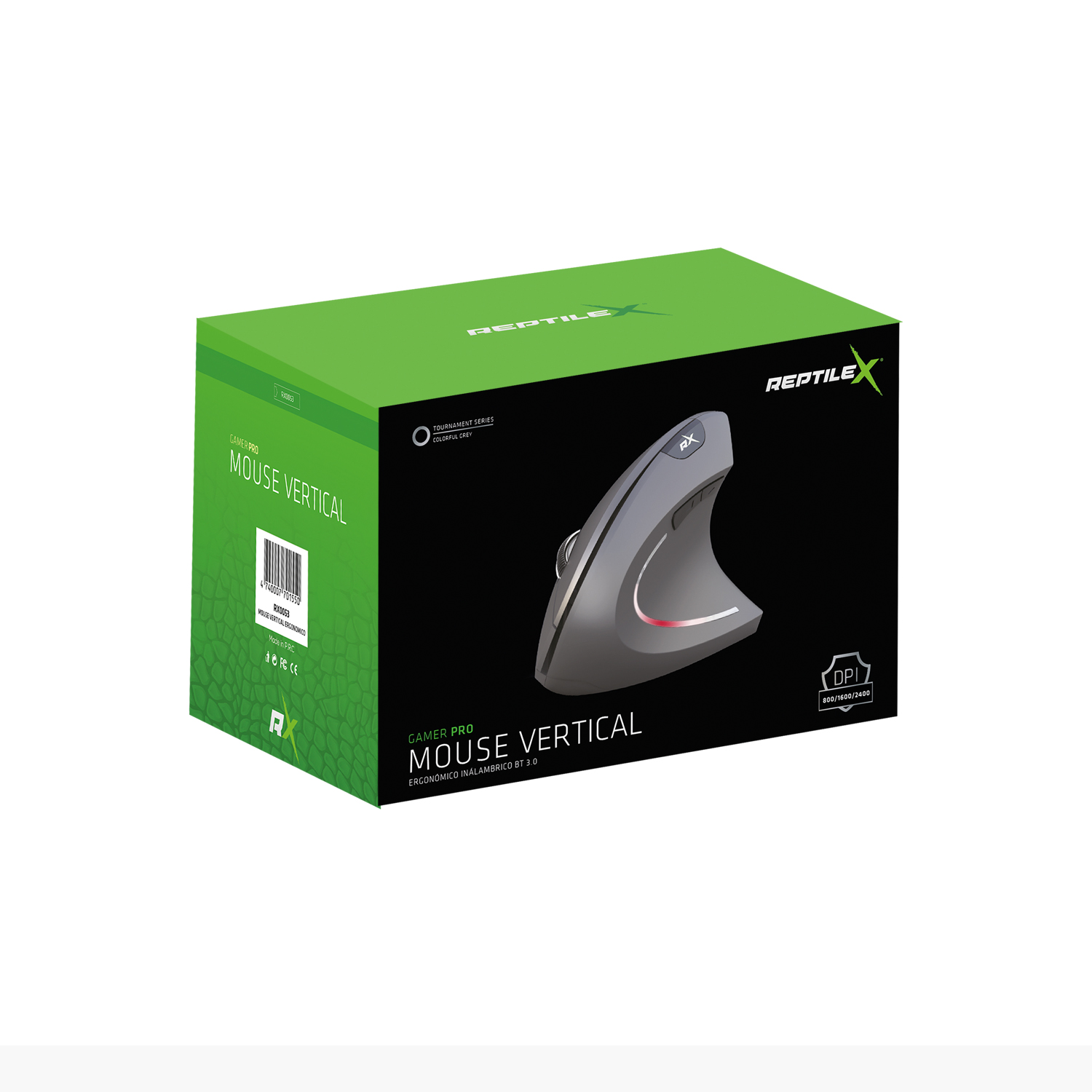 Mouse Gamer Vertical Reptilex Bluetooth Rx0053 Negro - Imagen 3