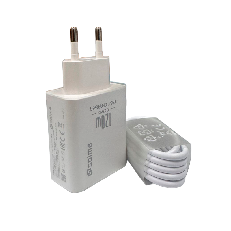 Cargador Carga Rapida Solma 120w + Cable Tipo C Blanco - Imagen 5