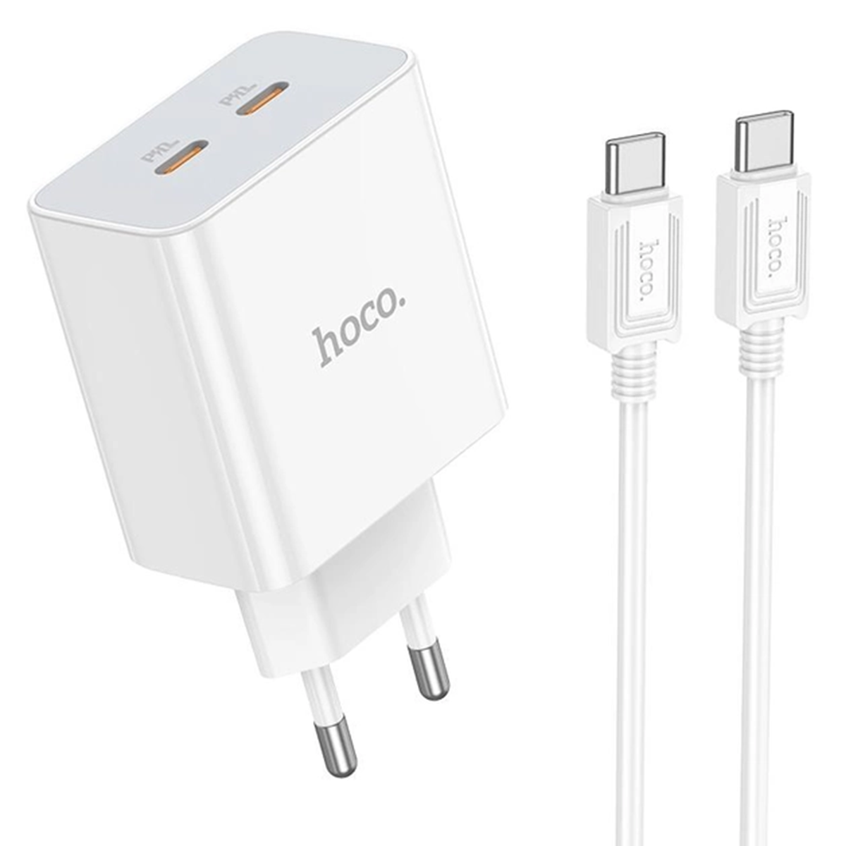 Cargador Hoco C108a 35w Carga Rapida + Cable Tipo C Blanco - Imagen 2