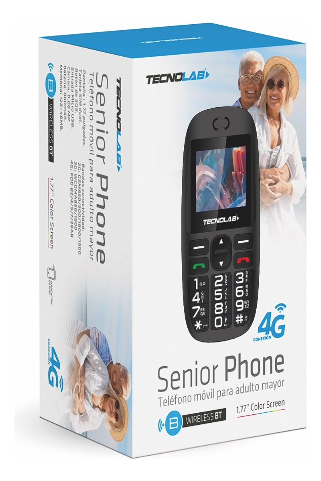Teléfono Senior Tecnolab 4g Bt 1.7 Adulto Mayor Negro Tl486 - Imagen 3