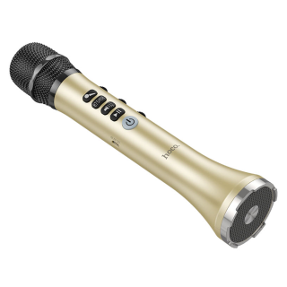 Microfono Karaoke Bluetooth Inalámbrico Hoco Bk9 Singing Dorado